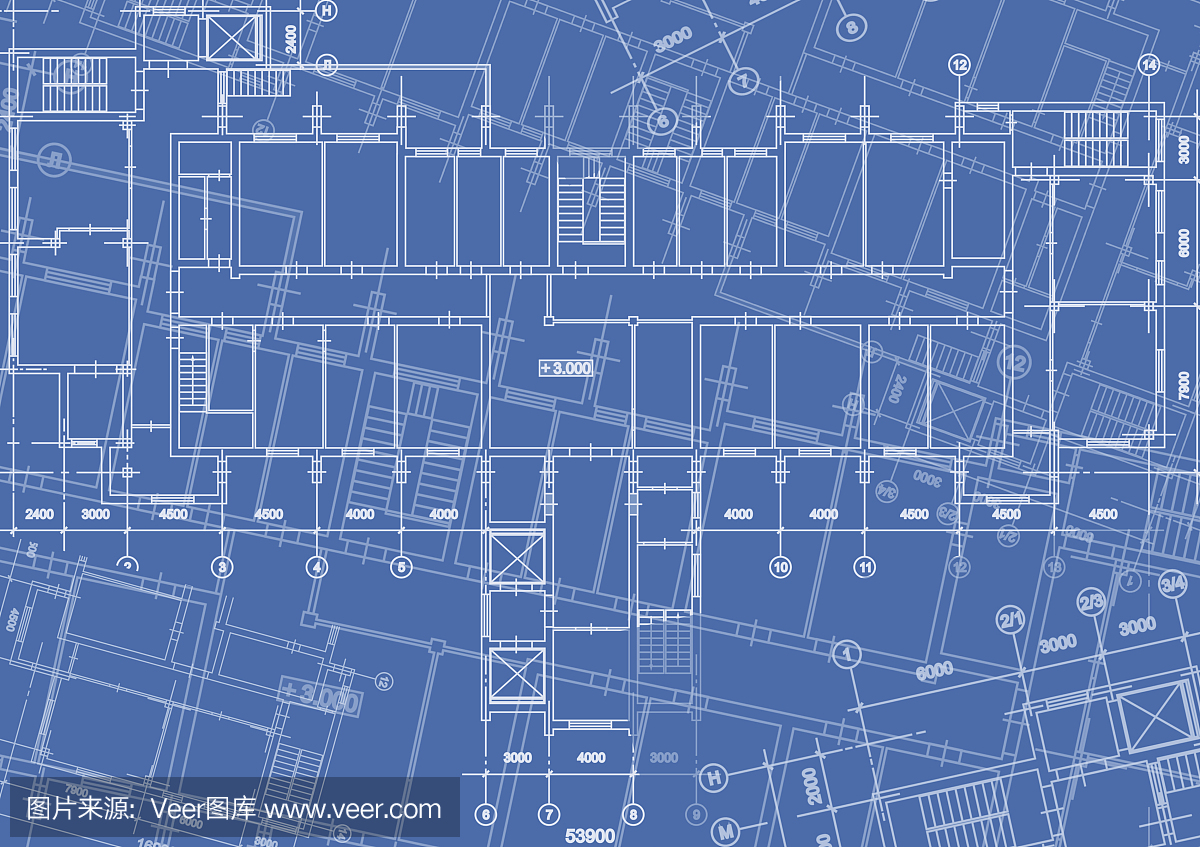 建筑背景和技术图纸。蓝图计划结构。建筑工程图纸部分。